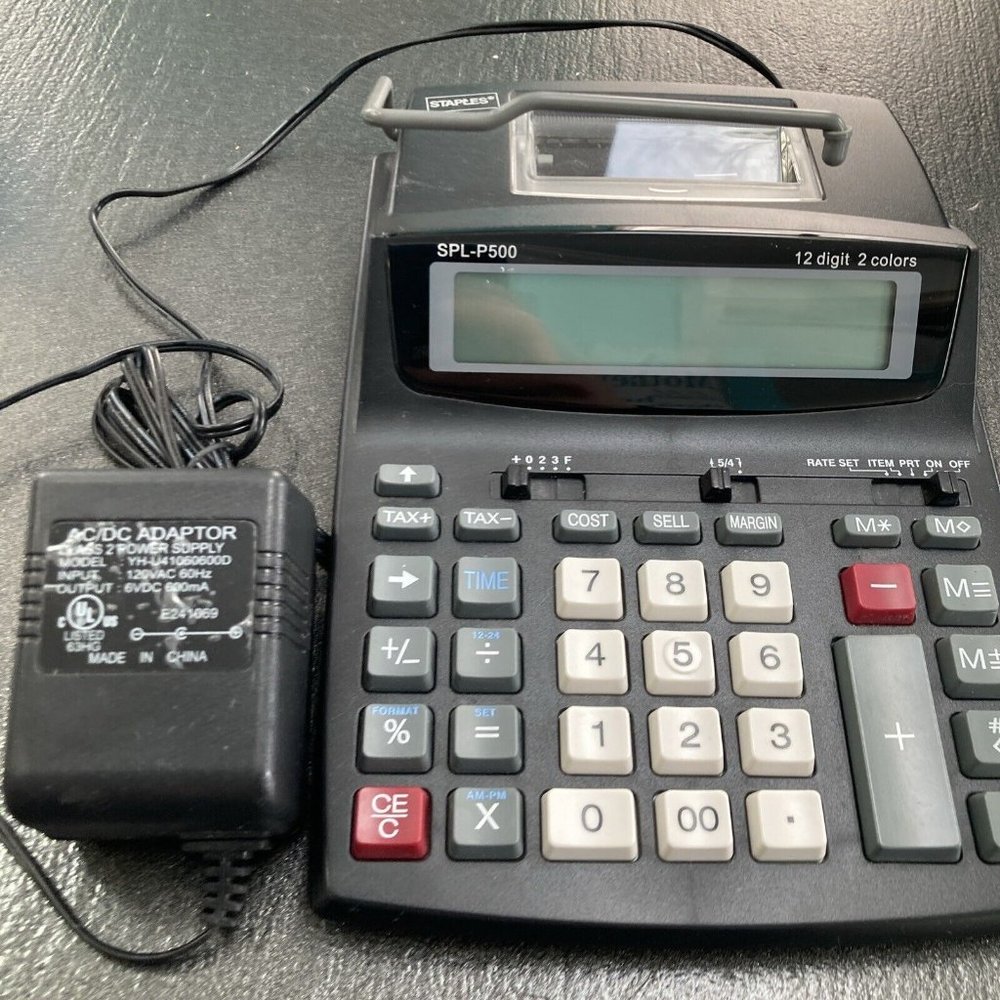 Staples Printing Calculator SPL-P500 12 Digit With Adapter It Can Use Batteries